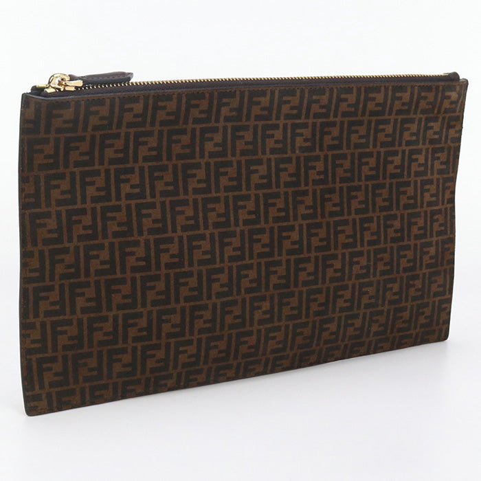 FENDI 8N0149 AFIS Slim Clutch Medium Flat baguette leather brown Women