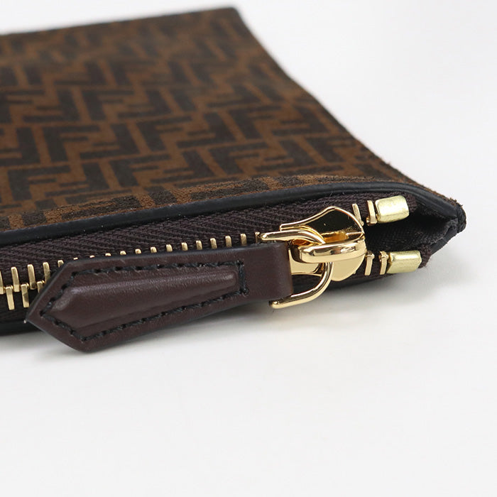 FENDI 8N0149 AFIS Slim Clutch Medium Flat baguette leather brown Women