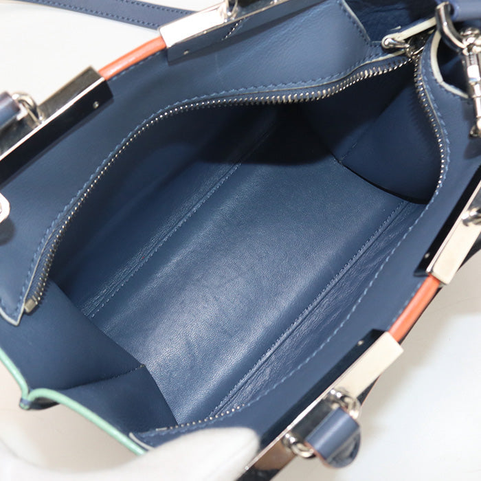 FENDI 8BH333 5QT 2WAY Tote Bag shoulder bag Trois Jules leather Blue Women
