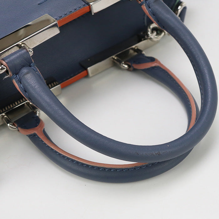 FENDI 8BH333 5QT 2WAY Tote Bag shoulder bag Trois Jules leather Blue Women
