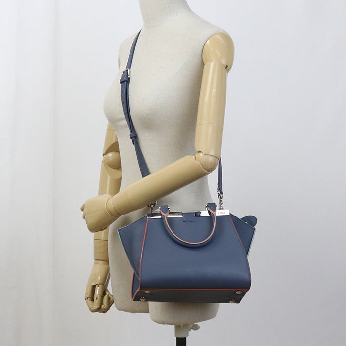 FENDI 8BH333 5QT 2WAY Tote Bag shoulder bag Trois Jules leather Blue Women