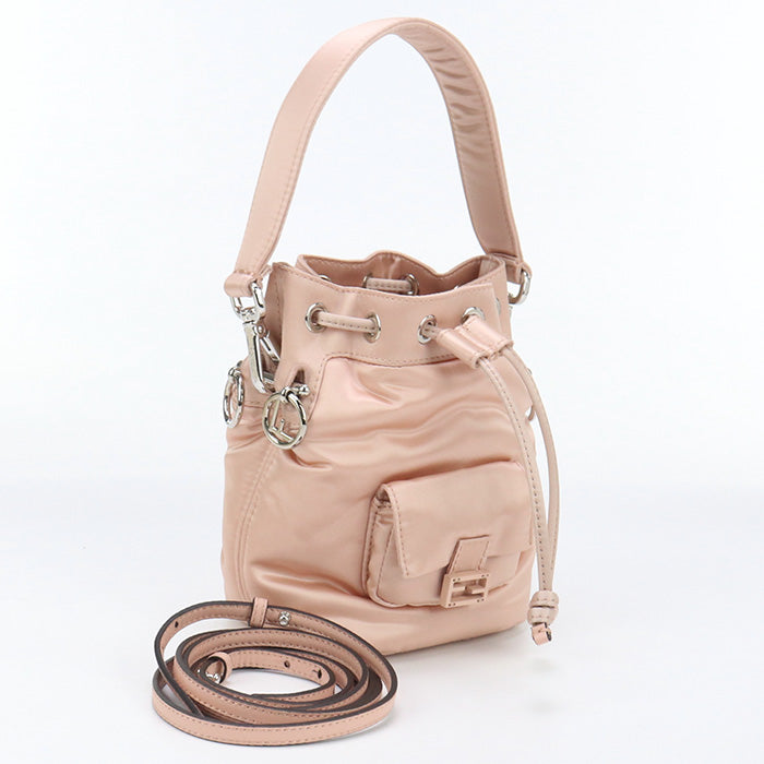 FENDI 8BS010 A0W4 Mini Montresor Diagonal Shoulder Bag Nylon/leather pink Women