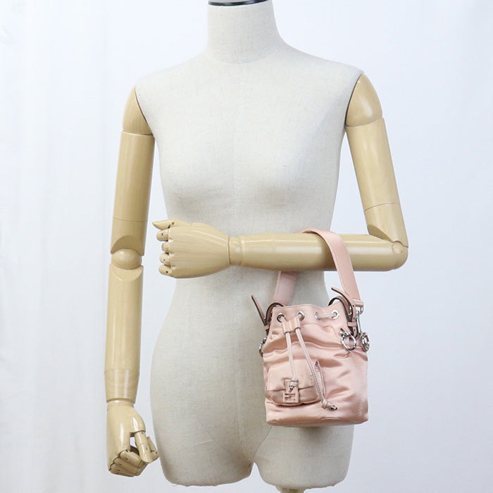 FENDI 8BS010 A0W4 Mini Montresor Diagonal Shoulder Bag Nylon/leather pink Women