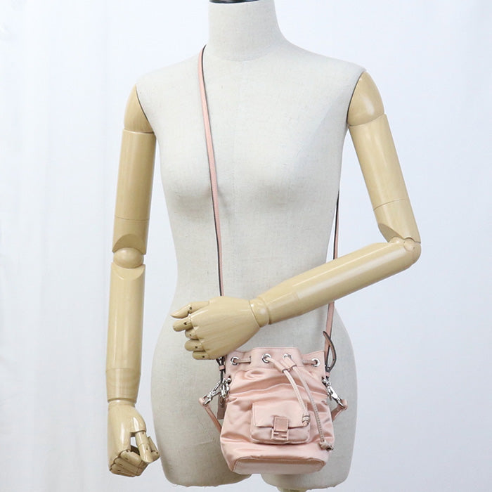 FENDI 8BS010 A0W4 Mini Montresor Diagonal Shoulder Bag Nylon/leather pink Women