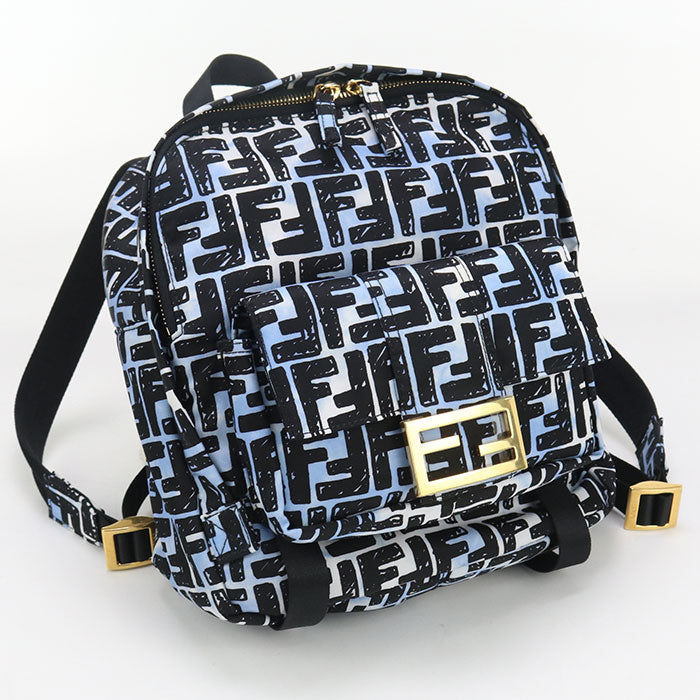 FENDI 8BZ048 ADBD Backpack FF Print Baguette Nylon black Women