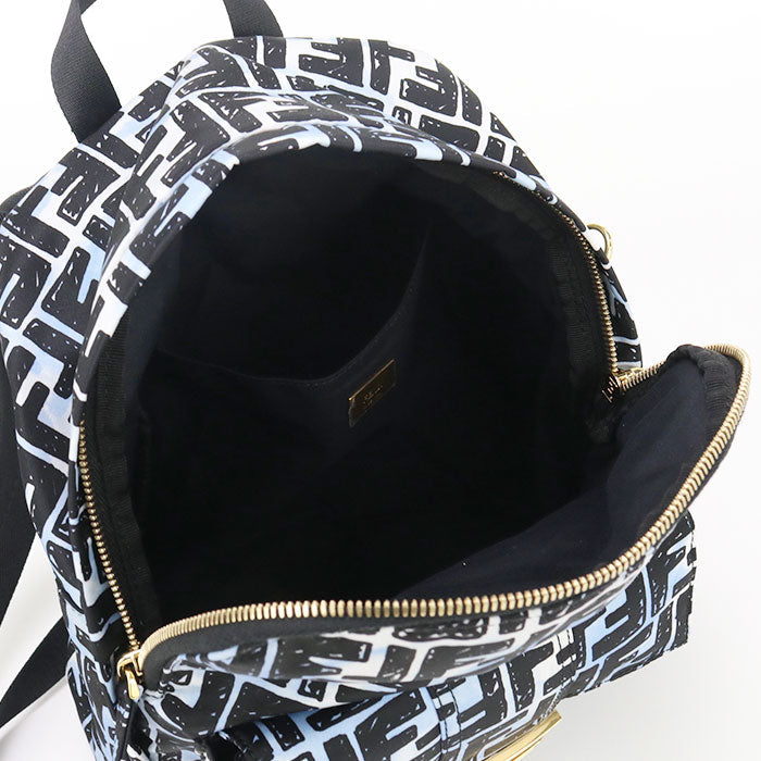 FENDI 8BZ048 ADBD Backpack FF Print Baguette Nylon black Women