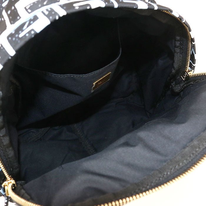 FENDI 8BZ048 ADBD Backpack FF Print Baguette Nylon black Women