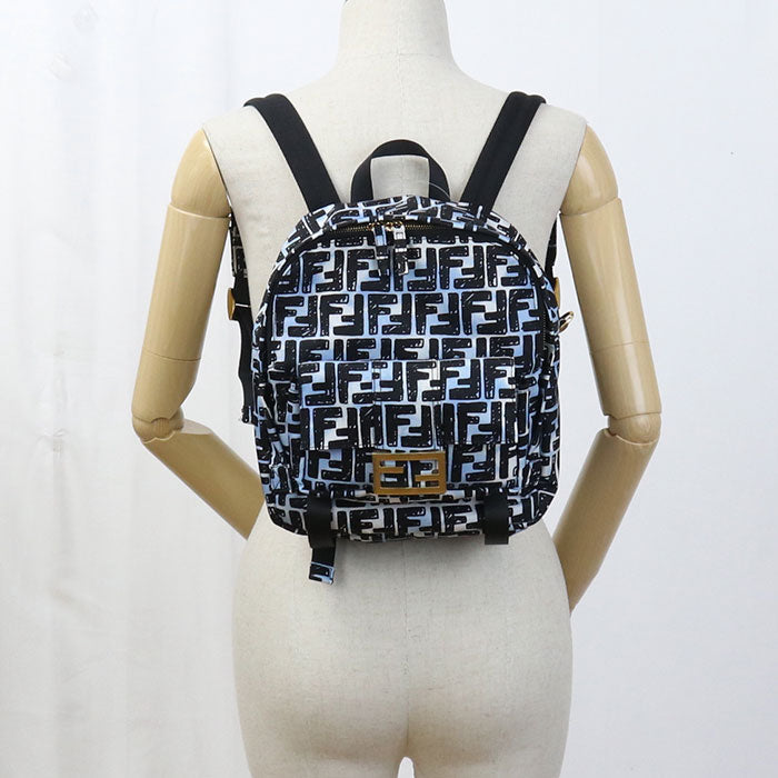 FENDI 8BZ048 ADBD Backpack FF Print Baguette Nylon black Women