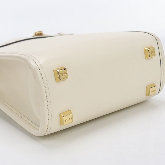 FENDI FE90052 sunshine shopper mini Tote Bag leather white Women